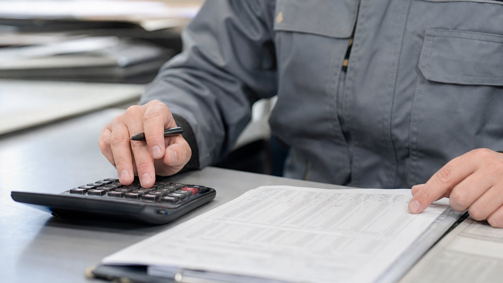 Devis de travaux transformé en facture sur le bureau d'un artisan